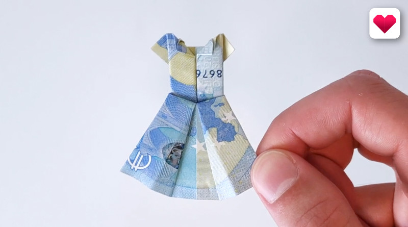 Geldschein zu einem Kleid falten