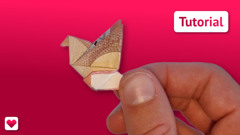 Geldscheine falten: Herz – einfaches Geldgeschenk