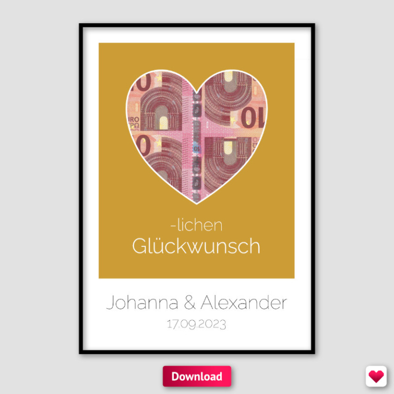 Geldgeschenk Herzlichen Glückwunsch zur Hochzeit